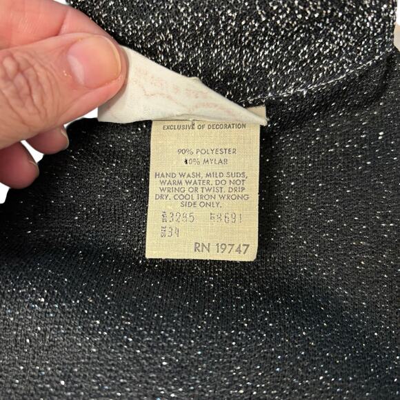 Vintage Black & Silver Metallic Pant Suit Size 7/8 - Picture 6 of 8